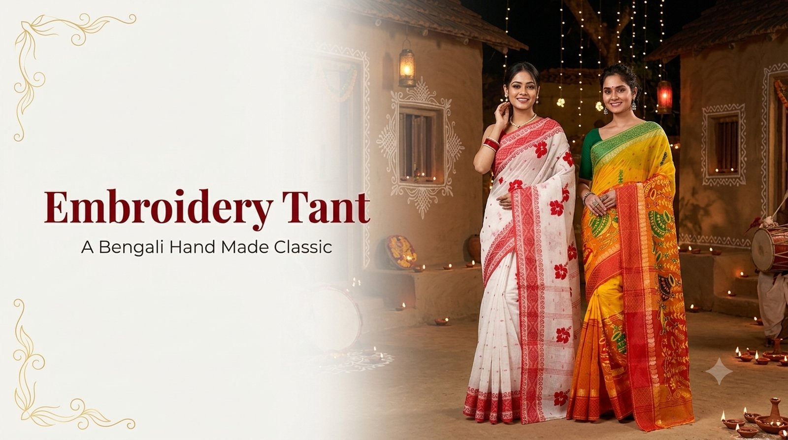 Embroidery Tant Sarees