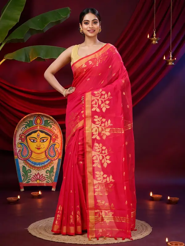 DipDiya Blended Cotton Pink Tina Crafted with Soul Handloom Sarees