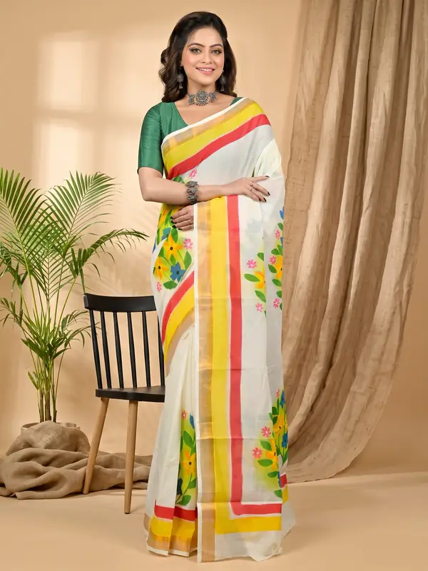 DipDiya Cotton Multi Color Hataka A Legacy Woven Hand Painted Sarees