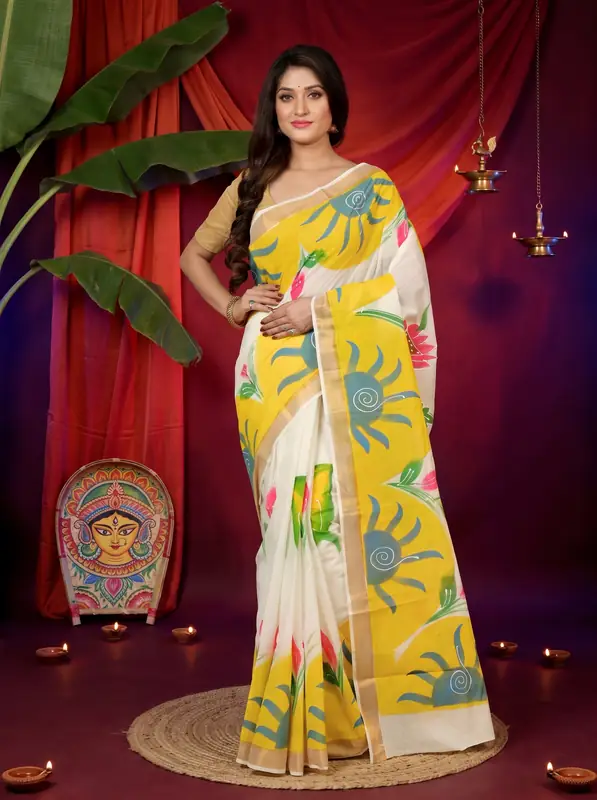 DipDiya Cotton Multi Color Hataka A Legacy Wovens Hand Painted Sarees