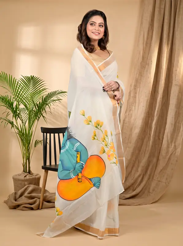 DipDiya Cotton Multi Color Hataka Bengal’s Tradition Hand Painted Sarees