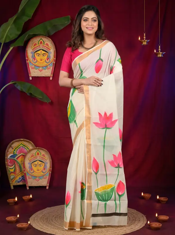 DipDiya Cotton Multi Color Hataka Classic Grace Hand Painted Sarees