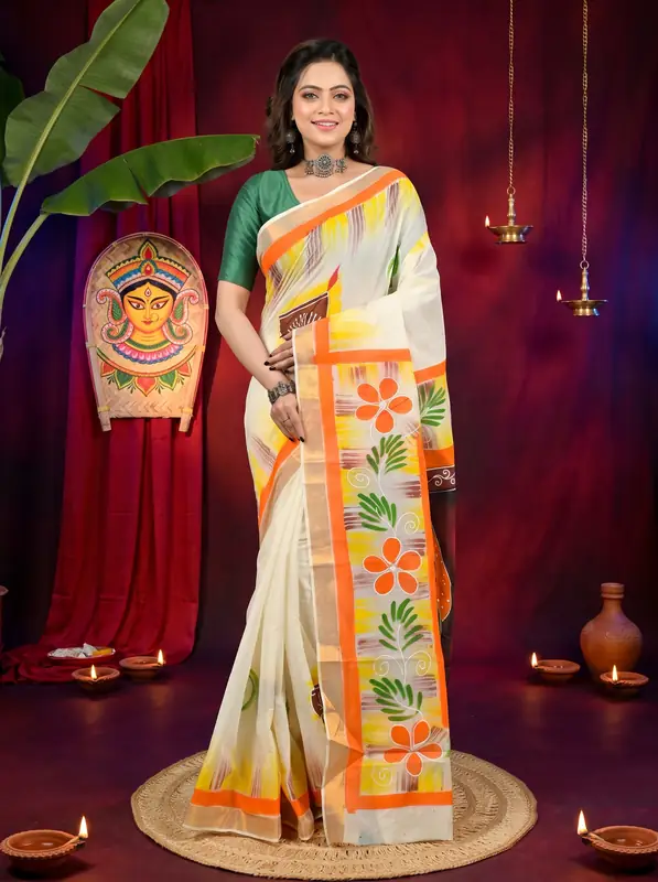 DipDiya Cotton Multi Color Hataka Wrapped in Heritag Hand Painted Sarees