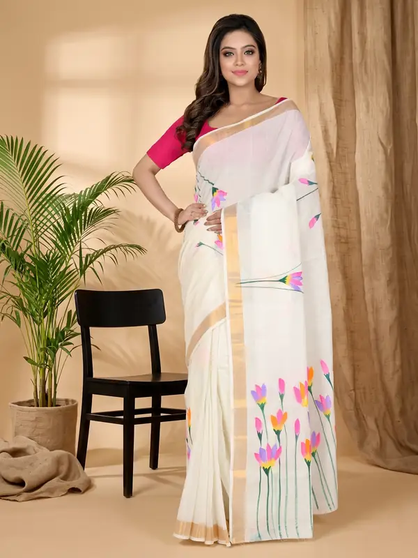 DipDiya Cotton Multi Color Hataka Wrapped in Heritage Hand Painted Sarees