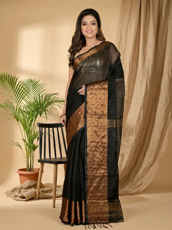 DipDiya Cotton Silk Black Asta Threads of Tradition Handloom Sarees