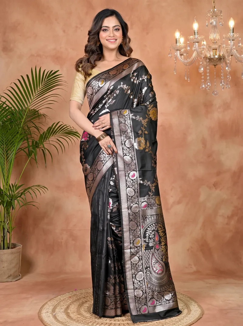 DipDiya Cotton Silk Black Parosha Bengal in Every Thread Kathan Sarees