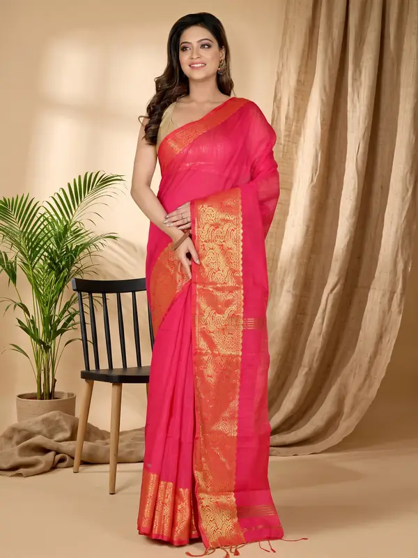 DipDiya Cotton Silk Dark Pink Asta Classic Grace Handloom Sarees
