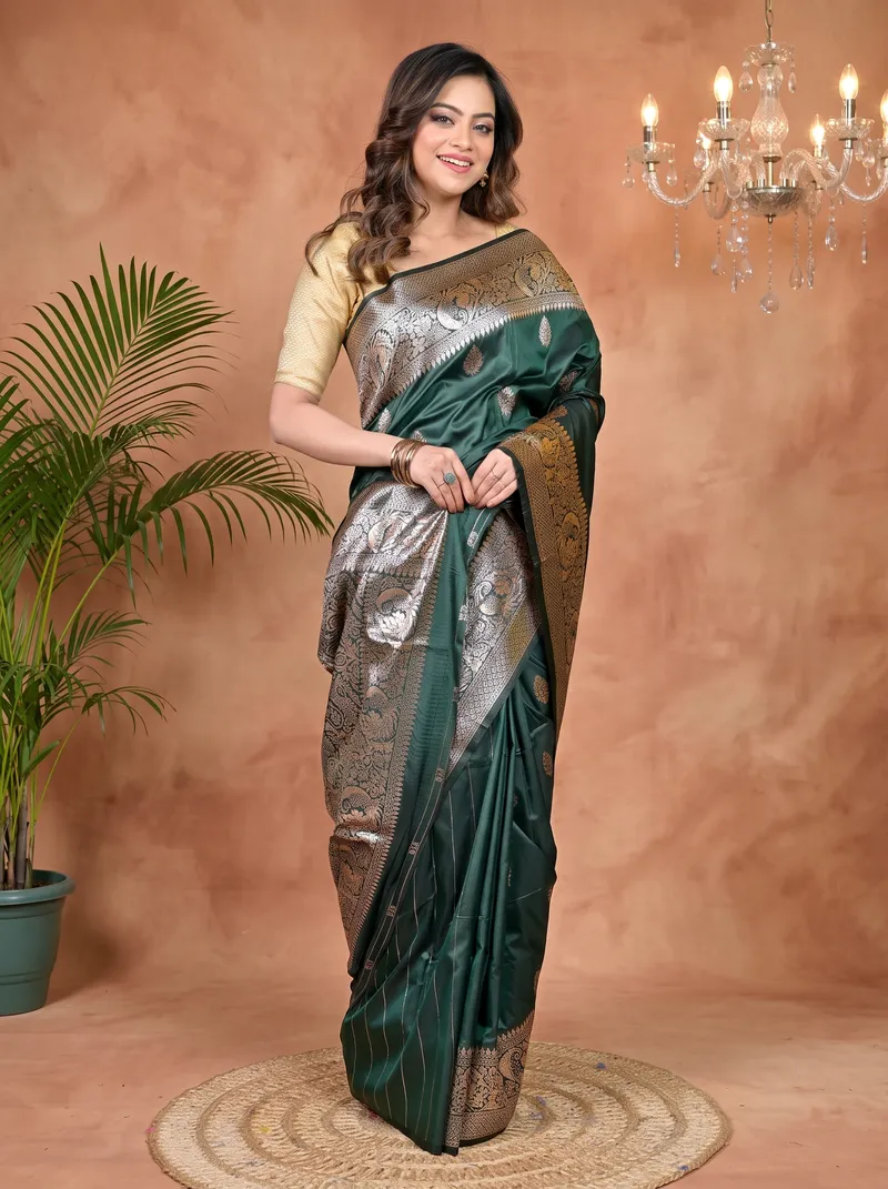 DipDiya Cotton Silk Green Paromal Threads of Tradition Kathan Sarees