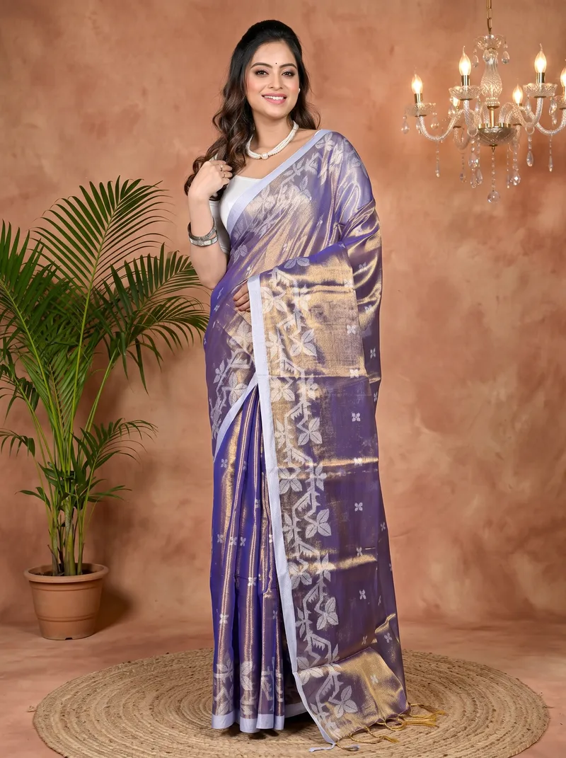 DipDiya Cotton Silk Lavender Parashar Tradition in Every Thread Tissue Jamdani Sarees