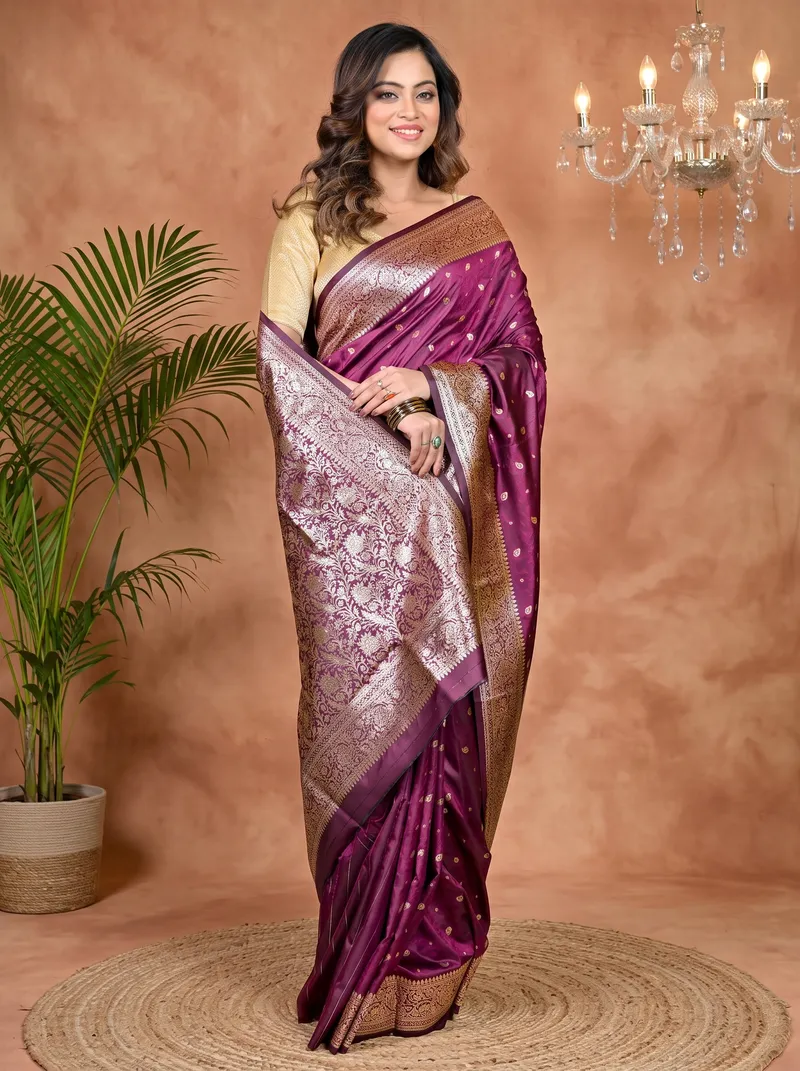 DipDiya Cotton Silk Maroon Parova Bengal’s Tradition Tanchui Sarees