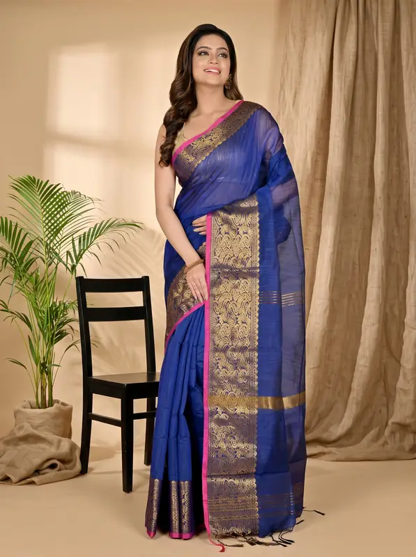 DipDiya Cotton Silk Naby Blue Asta Tradition in Every Thread Handloom Sarees