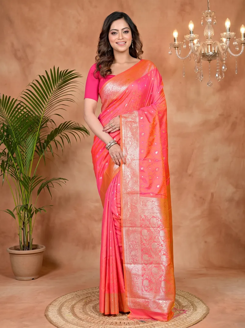 DipDiya Cotton Silk Orange Parova Bengal’s Legacy Tanchui Sarees