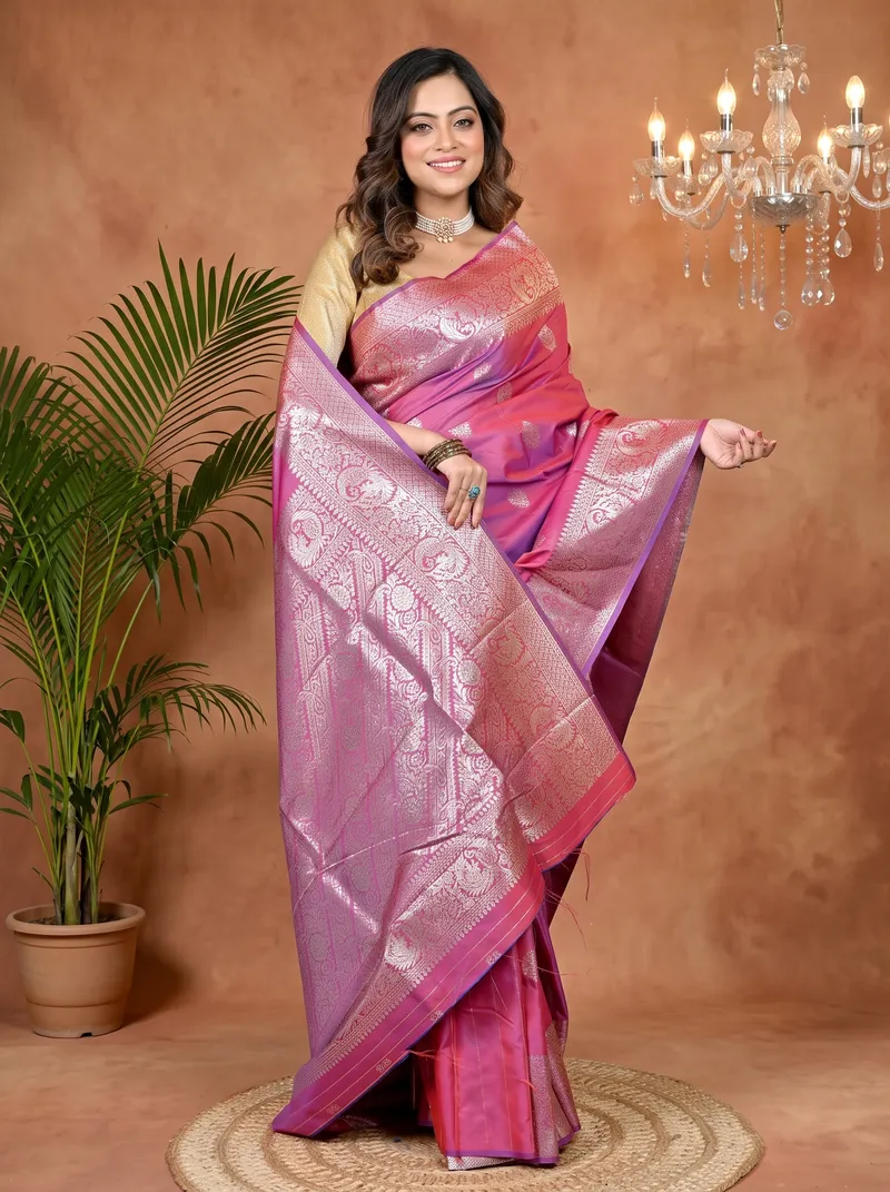 DipDiya Cotton Silk Pink Paromal Timeless Elegance Kathan Sarees