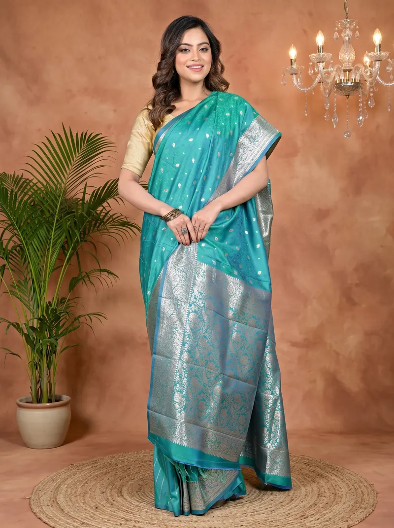 DipDiya Cotton Silk See Green Parova Classic Grace Tanchui Sarees