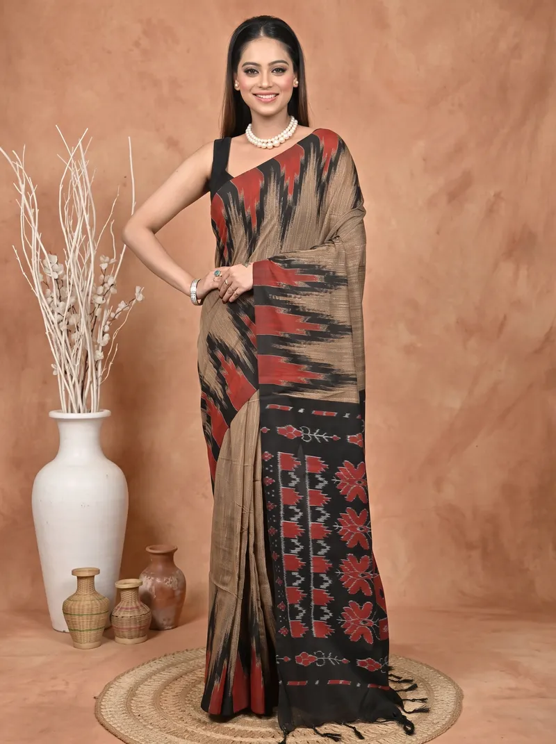 DipDiya Cotton  Traditional Bengali Multi-Coloured Artisan Crafted Soupur Kotki Saree