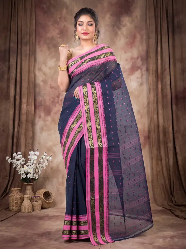 DipDiya Pure Cotton Beige Alpona Heritage Elegance Tant Sarees