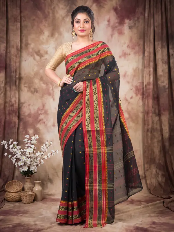 DipDiya Pure Cotton Beige Alpona Heritage of Bengal Tant Sarees