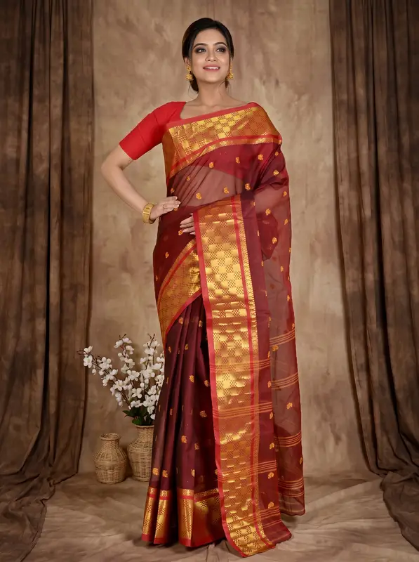 DipDiya Pure Cotton Brown Atula A Legacy Woven Tant Sarees