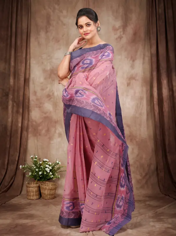 DipDiya Pure Cotton Brown Moli Grace of Bengal Tant Sarees