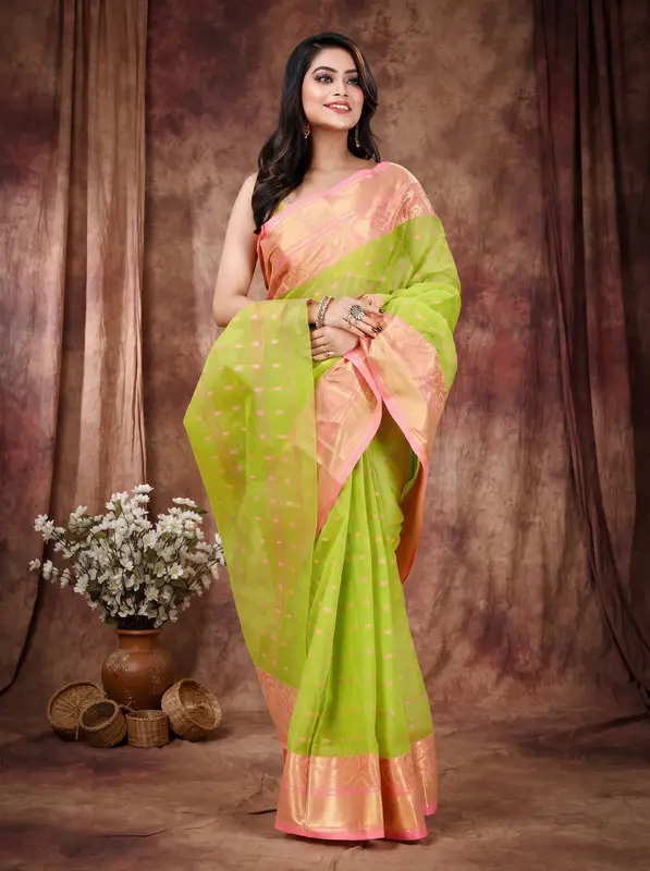 DipDiya Pure Cotton Green Sachi Bengal’s Legacy Tant Sarees