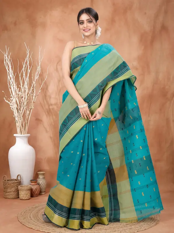 DipDiya Pure Cotton Green Suto Tradition in Every Thread Tant Sarees