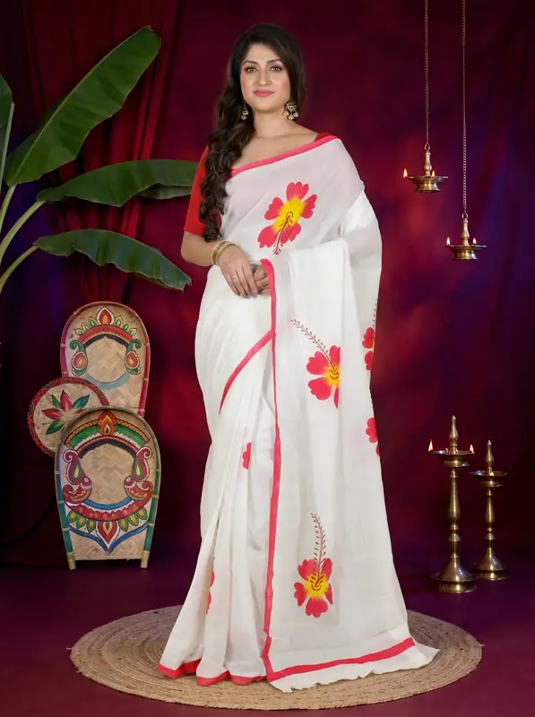 DipDiya Pure Cotton Multi-Coloured Hataka Artisan Crafteds Hand Painted Sarees