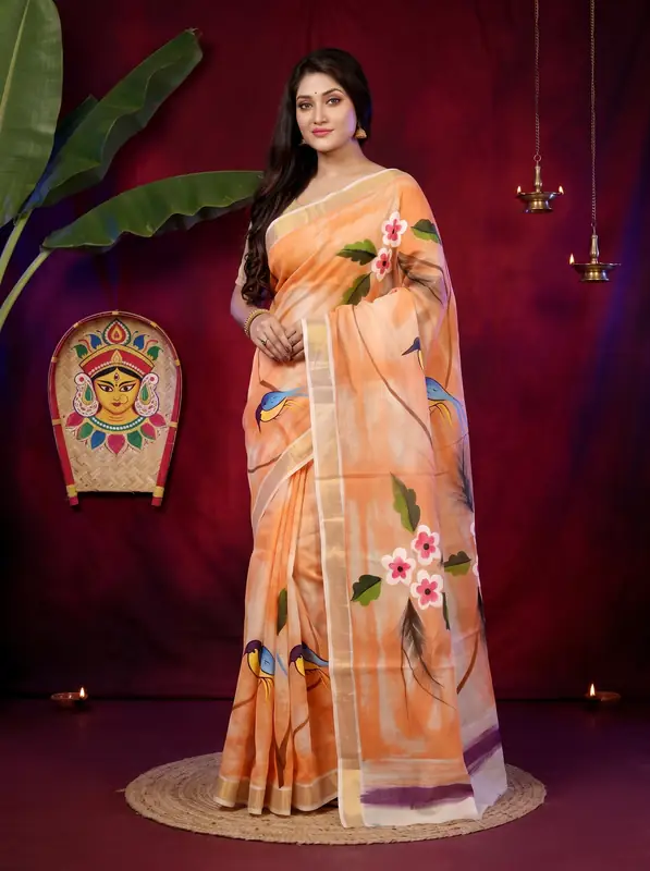 DipDiya Pure Cotton Multi-Coloured Hataka Crafted with Soul Hand Painted Sarees