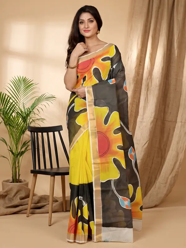 DipDiya Pure Cotton Multi-Coloured Hataka Heritage You Can Wear Hand Painted Sarees