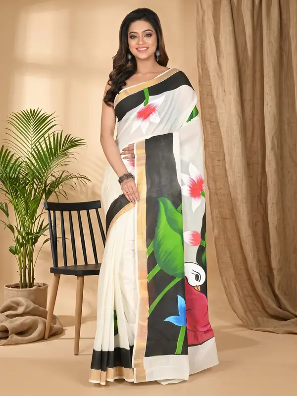 DipDiya Pure Cotton Multi-Coloured Hataka Tradition in Every Thread Hand Painted Sarees