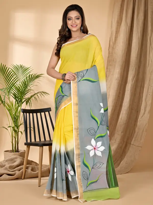 DipDiya Pure Cotton Multi-Coloured Hataka Weaves with a Story Hand Painted Sarees