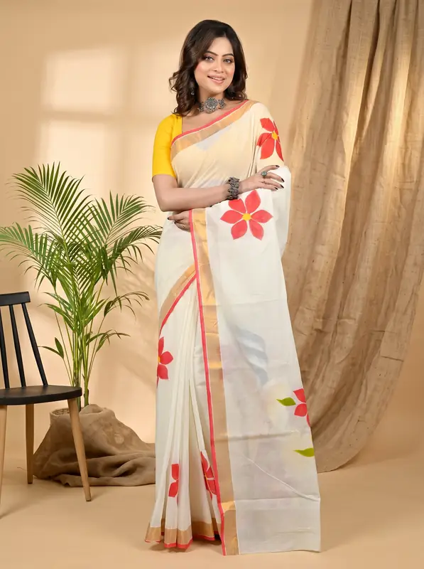 DipDiya Pure Cotton Multi-Coloured Hataka Woven with Traditions Hand Painted Sarees