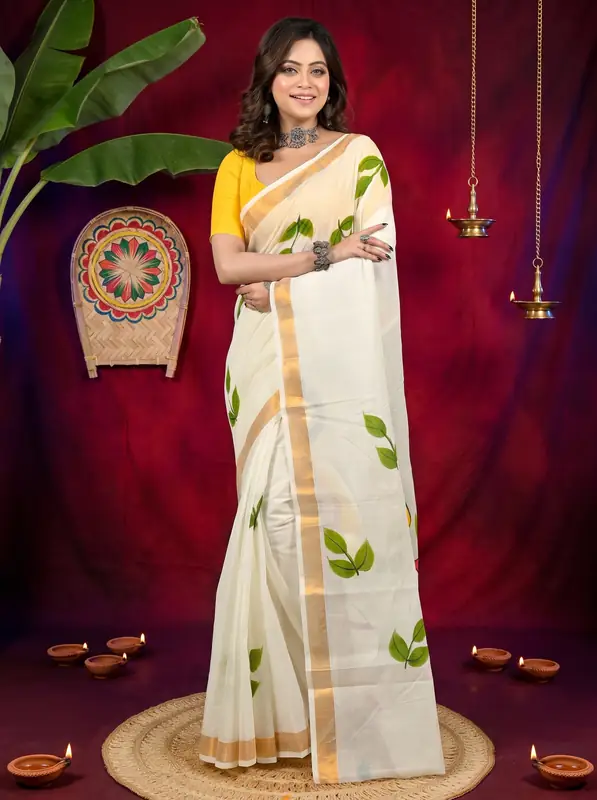 DipDiya Pure Cotton Multi-Coloured Hataka Wrapped in Heritages Hand Painted Sarees