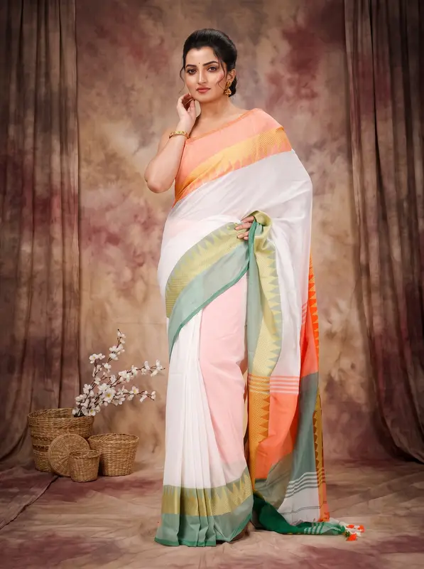 DipDiya Pure Cotton Multi-Coloured Mala Traditional Elegance Handloom Sarees