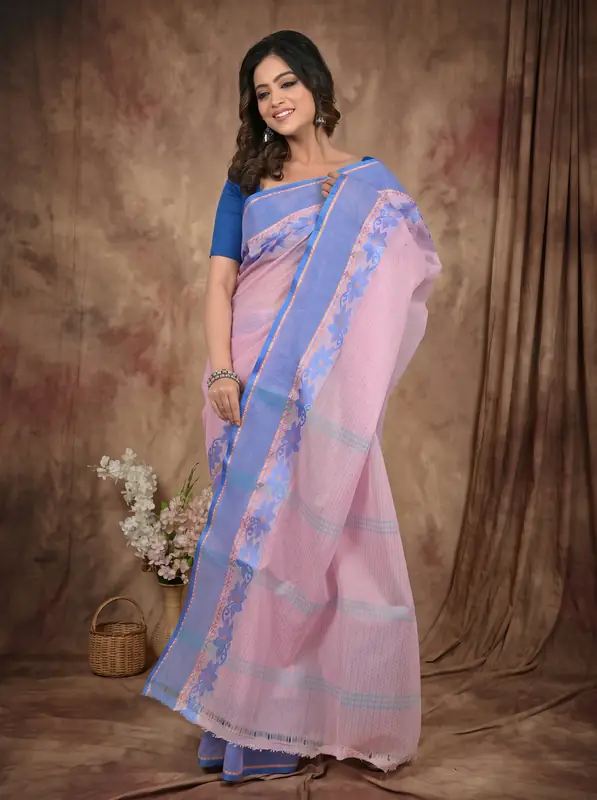 DipDiya Pure Cotton Pastel Pink Achpan Loom to Love Tant Sarees