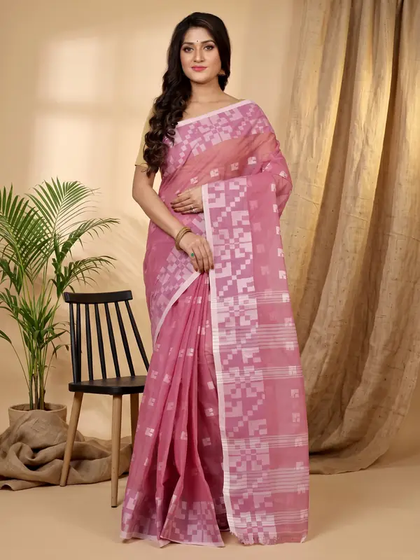 DipDiya Pure Cotton Peach Aptuk Tradition in Every Thread Tant Sarees
