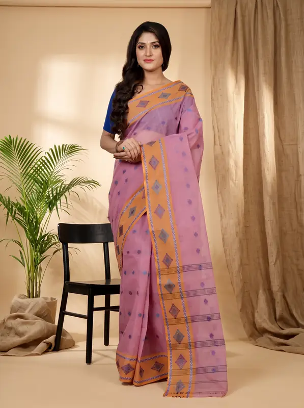 DipDiya Pure Cotton Peach Apula Stories of Bengal Tant Sarees
