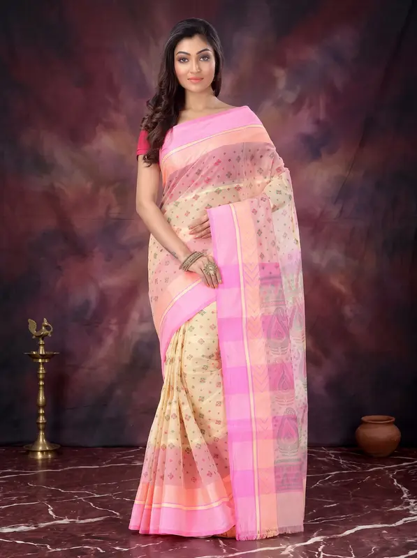 DipDiya Pure Cotton Pink ANARKOLI PRINT A Legacy Woven Printed Tant Sarees