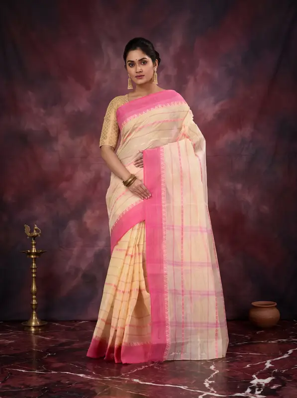 DipDiya Pure Cotton Pink Boysko Crafted by Artisans Tant Sarees