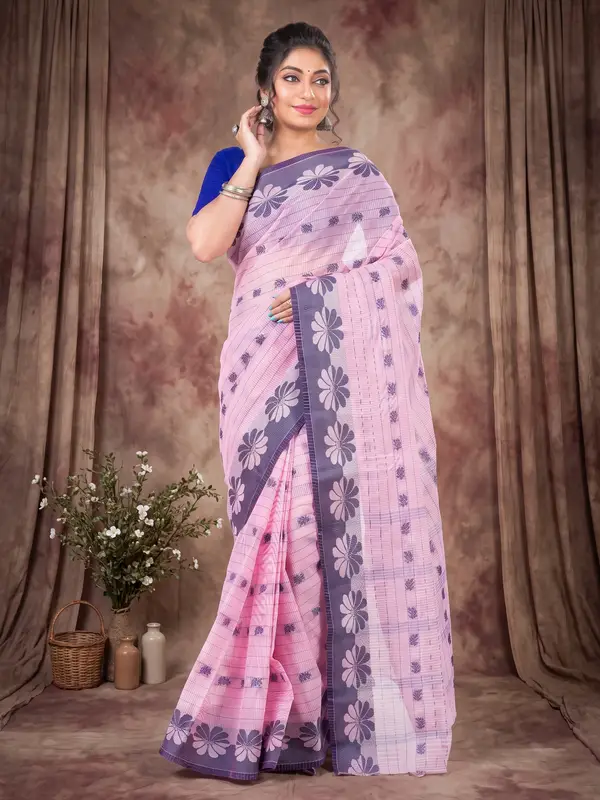 DipDiya Pure Cotton Pink KotkiTat Crafted in Bengal Tant Sarees