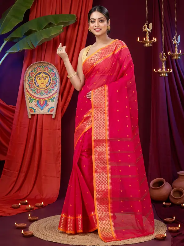 DipDiya Pure Cotton Pink Peral Elegance in Every Weave Tant Sarees