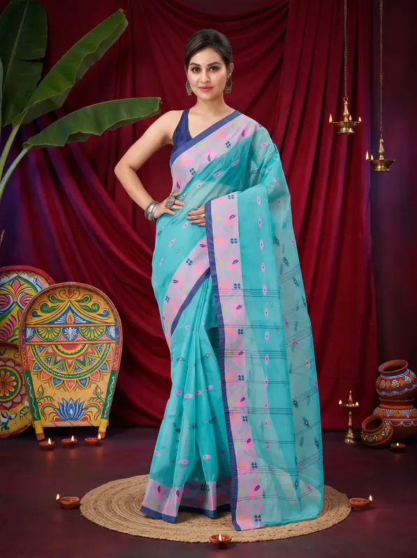 DipDiya Pure Cotton See Green Lucy Effortless Tradition Tant Sarees