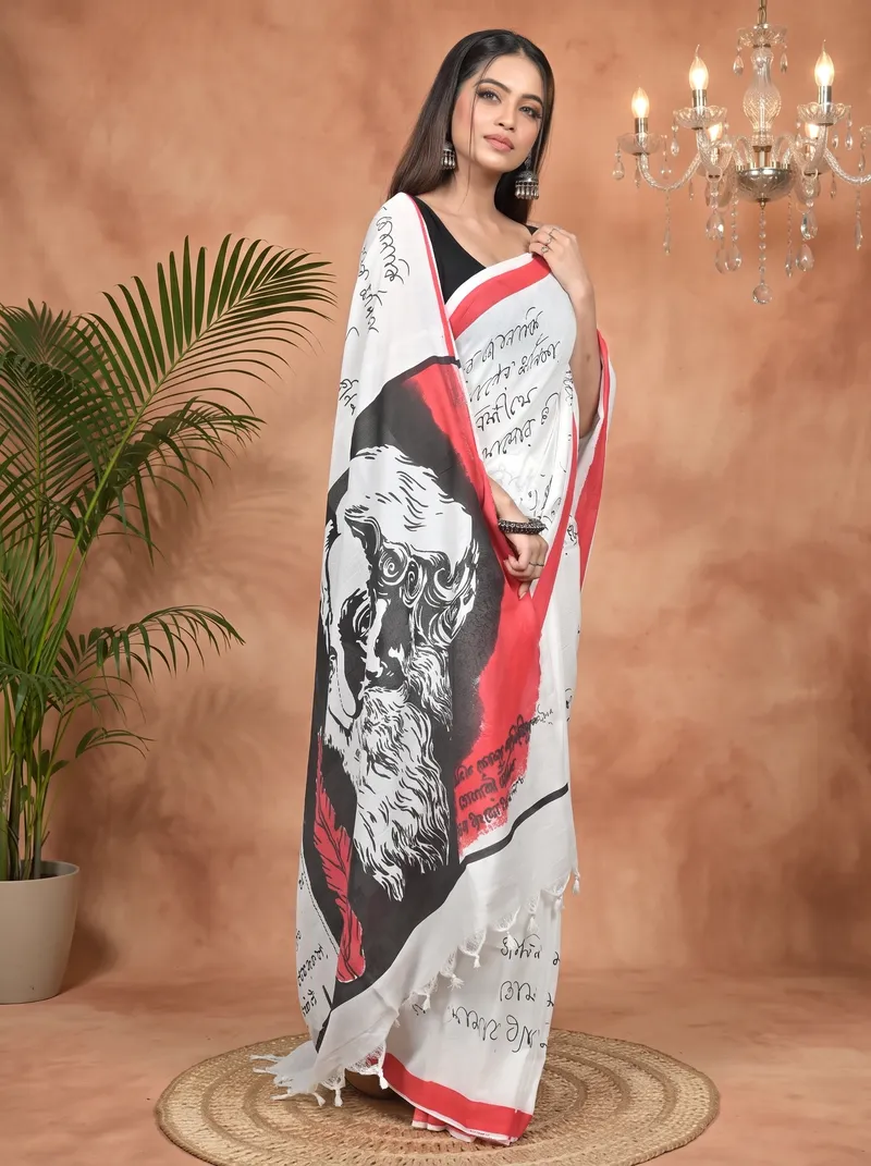 DipDiya Pure Cotton White Nopa A Legacy Woven Printed Handloom Sarees