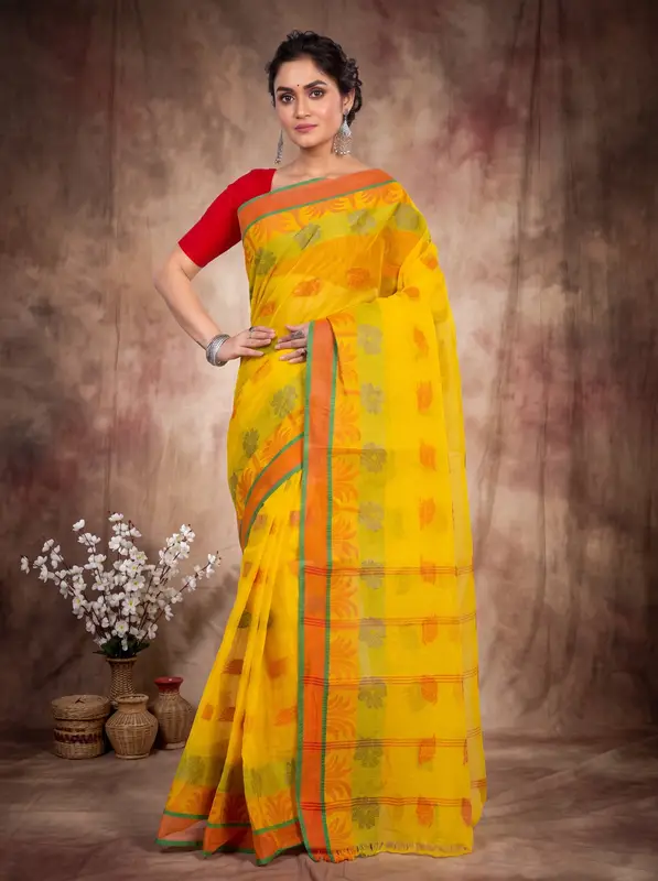 DipDiya Pure Cotton Yellow TalGach A Legacy Woven Tant Sarees