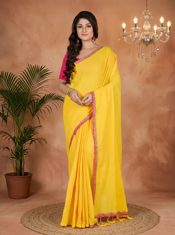 DipDiya Pure Cotton Yellow Thanli A Legacy Woven Handloom Sarees
