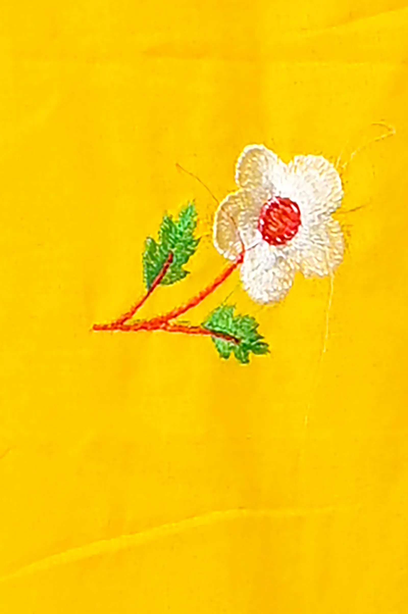 Yellow Pure Cotton Paray Embroidery Handloom saree
