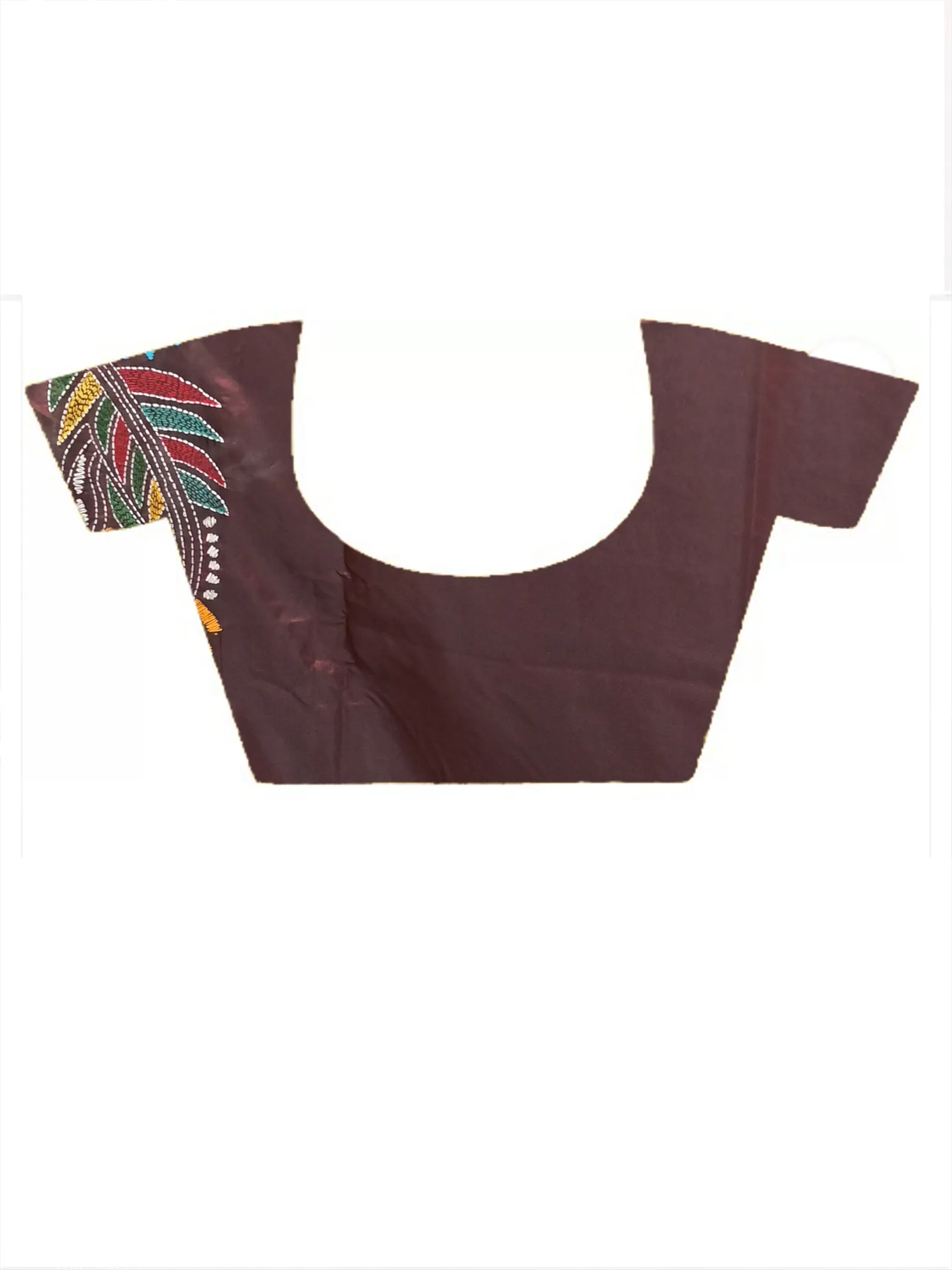 DipDiya Balgalor Art Silk  Artisan Crafted Maroon Traditional Bengali Bolpuri Kantha Stitch Saree