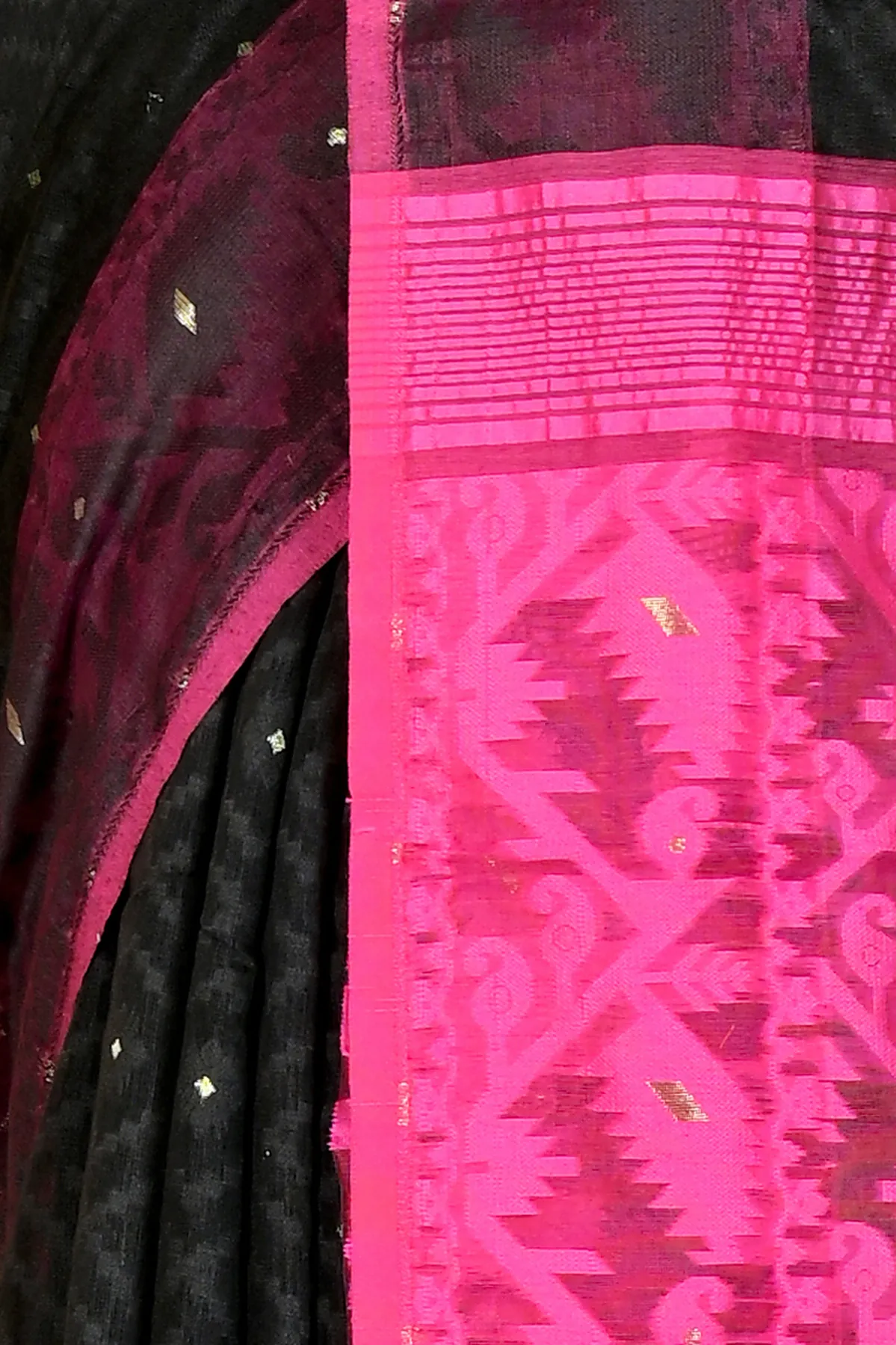 DipDiya Blended Cotton Black Purple Krokai A Legacy Woven Jamdani Sarees
