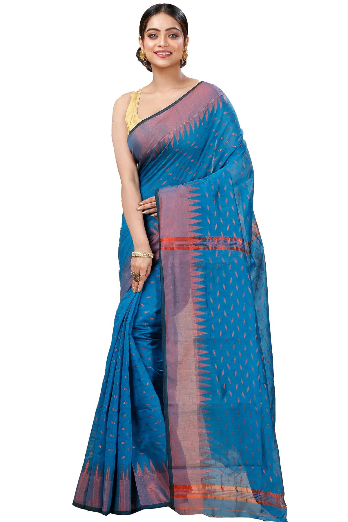 DipDiya Blended Cotton Bottle Green Prisha Heritage Elegance Handloom Sarees