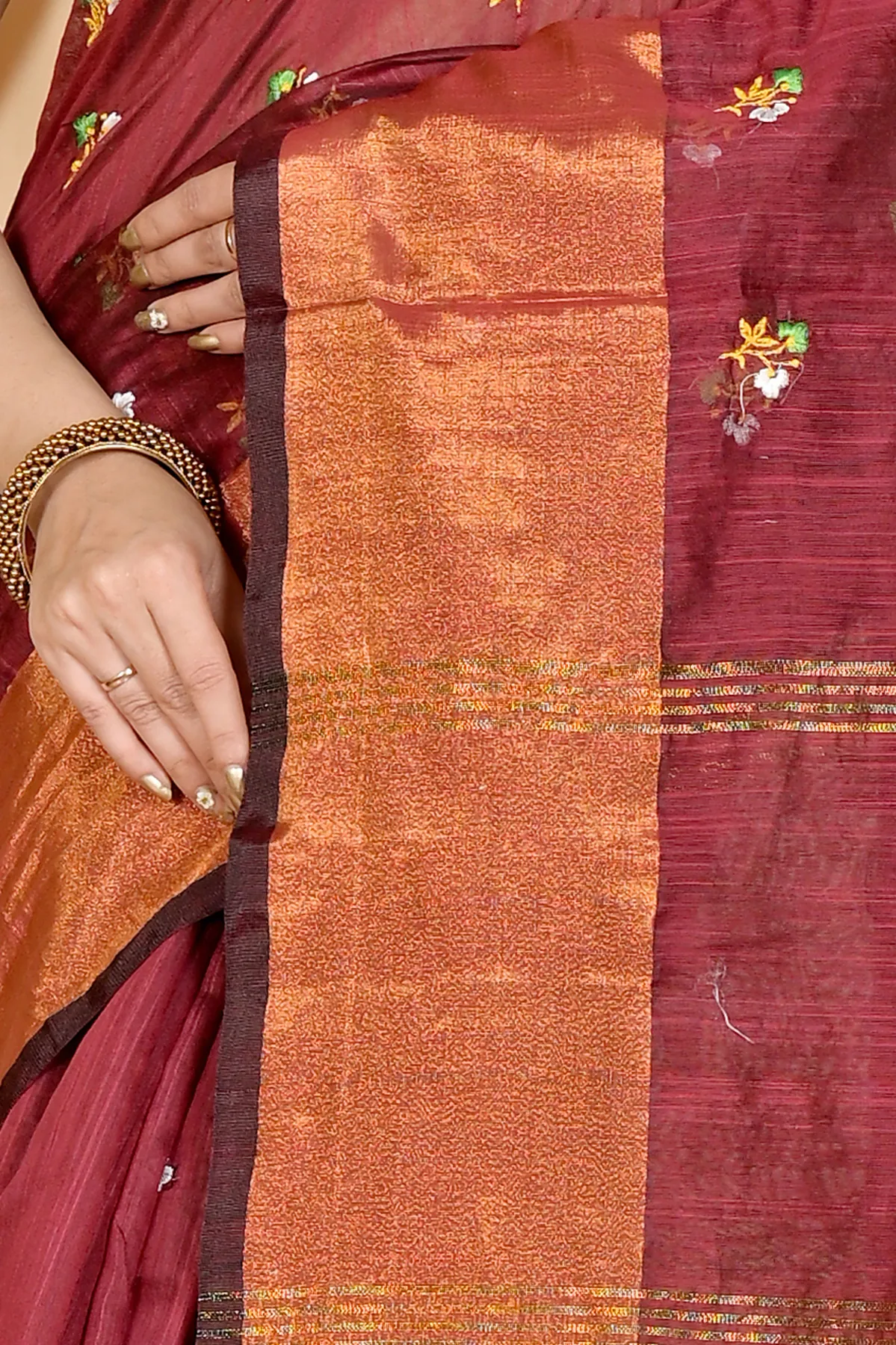 DipDiya Blended Cotton Brown Slabaka Moli A Legacy Woven Handloom Sarees