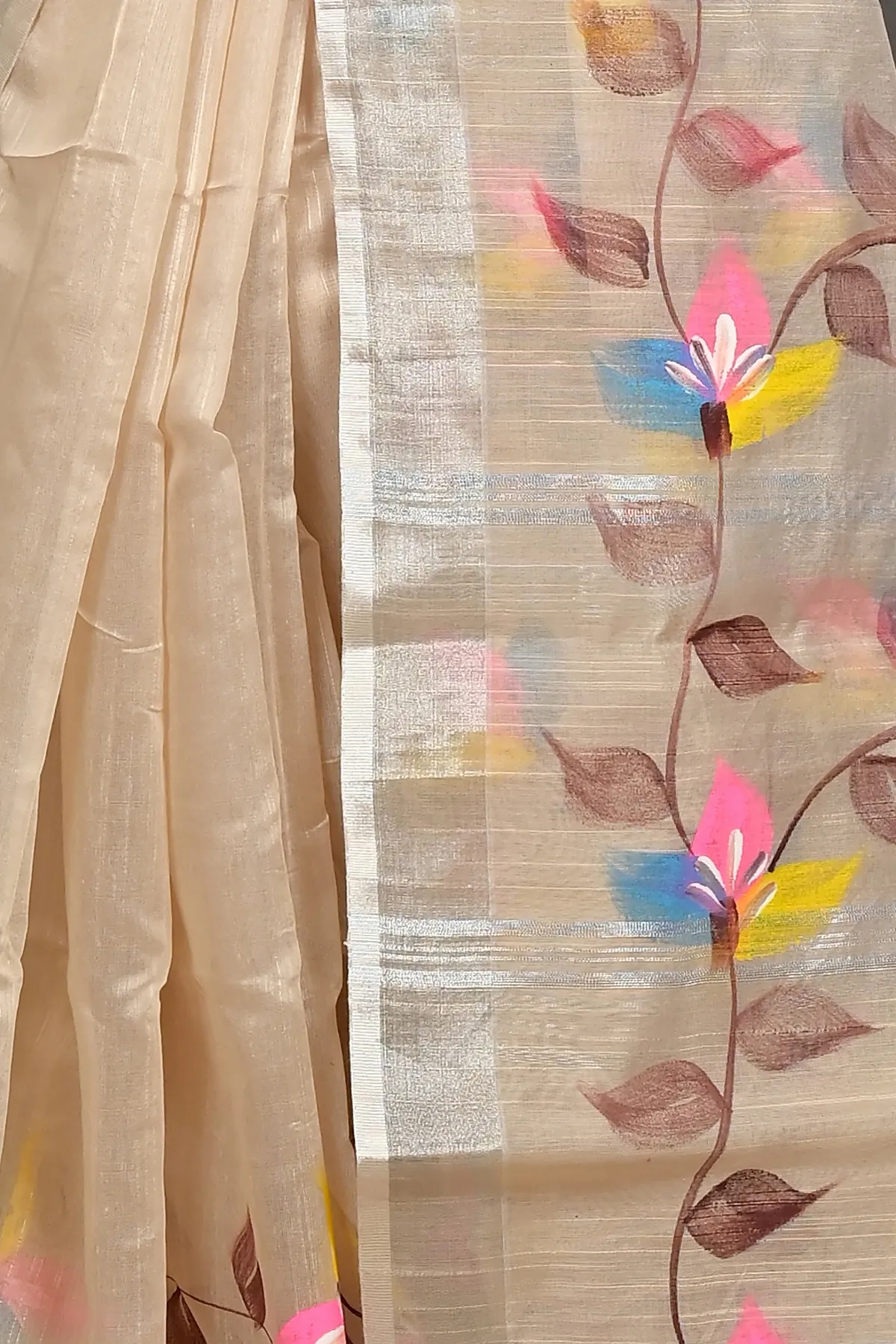 DipDiya Blended Cotton Cream Finesi Heritage of Bengali Hand Painted Sarees